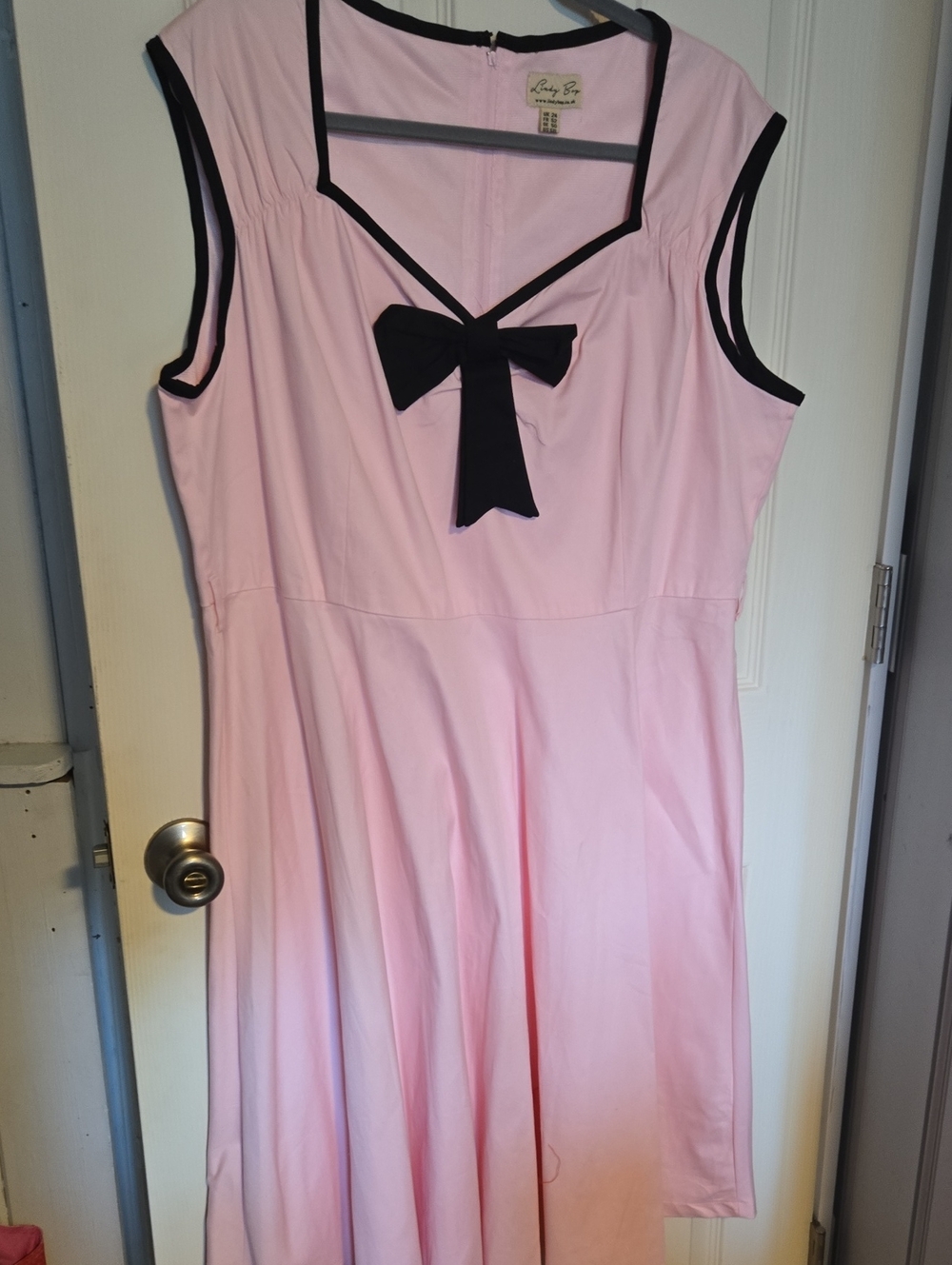 Lindy Bop Pink Dress with Black Trim